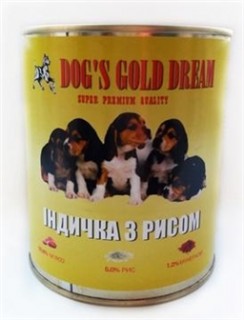 Догс Голд Дрим консервы для собак Индейка с рисом  830 г