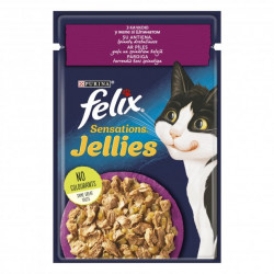 FELIX Sensations Jellies. З качкою в желе зі шпинатом. Консервований, пауч для котів 85г